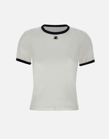 T-shirt "Signature contrast" VESJTS017JS0070 WHTBLK COURREGES 
