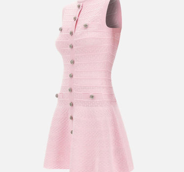Mini abito in maglia traforata con strass 063SP PINK SELF-PORTRAIT 