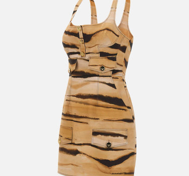 Mini abito in drill con stampa tigre AB95962E2 470 ELISABETTA FRANCHI 