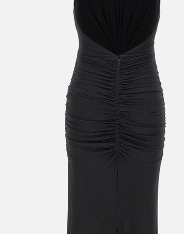 Abito lungo in jersey lucido con rosa 4A467A N0990 BLUMARINE 