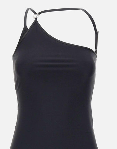 Abito con scollo asimmetrico e logo C COPR313F5021 BLK COPERNI 