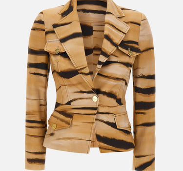 Giacca in drill con stampa tigre GI23762E2 470 ELISABETTA FRANCHI 