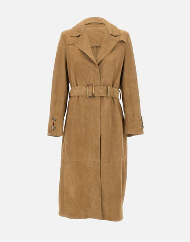 Trench in suede con cintura in vita GWP02565 P00230315155 GOLDEN GOOSE 