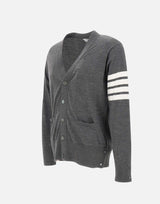 Cardigan "Classic V-Neck" in pura lana merino MKC002A Y1014038 THOM BROWNE 