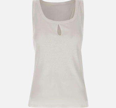 Top in misto cotone e lino 1226JTP007237A WHITE VICTORIA BECKHAM 
