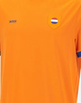 T-shirt in cotone elasticizzato con bandiera 50562134 821 BOSS 
