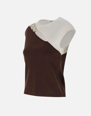 Top bicolor con anelli SP1NT008 6A44 KAOS 
