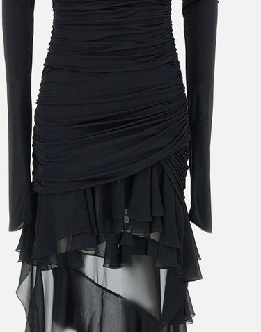 "Mini dress in jersey with chiffon train" 2A623A N0990 BLUMARINE 