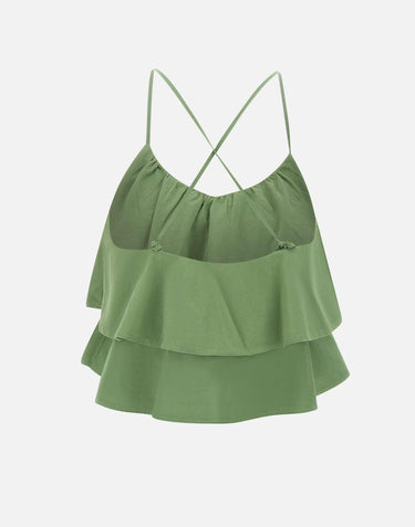 "Tank top volant mixed fabric" T35218 84 SUN68 