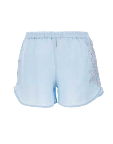 Shorts in lino con ricami W01200781 SKYBLUE MAURIZIO MYKONOS 