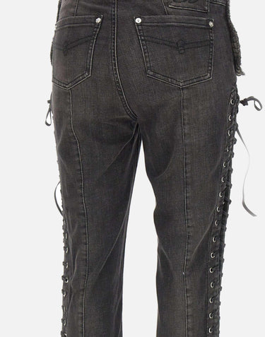 Jeans slim fit occhielli e lacci <BR/> 4J116A N0990 BLUMARINE 