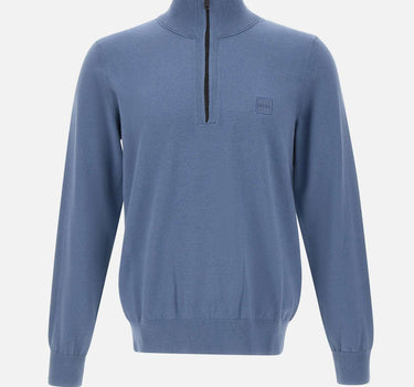 Maglia colletto con zip in cotone e cashmere 50527585 495 BOSS 