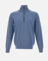 Maglia colletto con zip in cotone e cashmere 50527585 495 BOSS 