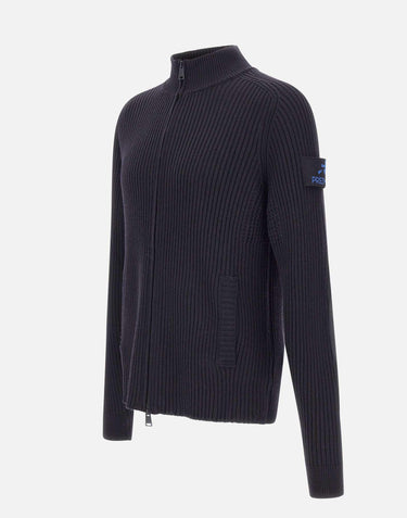 "Ribbed Zip Up Cardigan" PMG25 BLUE PREMIATA 