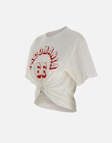 T-shirt perforante in cotone stampato 26PJTE030C00555 P100 RABANNE 