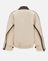 "Beige patchwork leather jkt"<BR/> JK001 BEIGE JACQUES WEI 