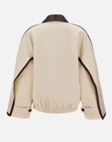 "Beige patchwork leather jkt"<BR/> JK001 BEIGE JACQUES WEI 