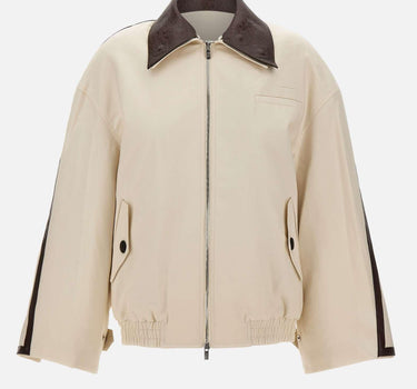 "Beige patchwork leather jkt"<BR/> JK001 BEIGE JACQUES WEI 