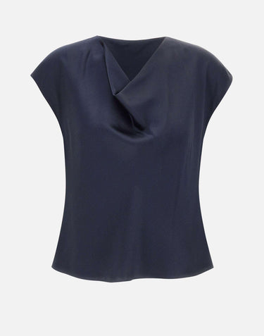 Camicetta in seta con scollo a cappuccio V796112595 403CBL VINCE. 