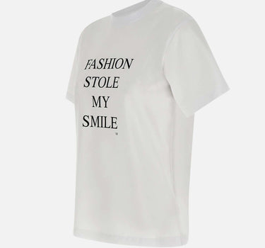 "Fashion Stole My Smile Slogan" 1322JTS004130A WHITE VICTORIA BECKHAM 
