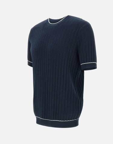 T-shirt in maglia in cotone ultrafine DK87039 BLU DIKTAT 