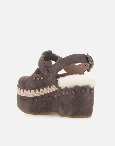 "Suede Clog with Stones" FW611006A MOCHA MOU 