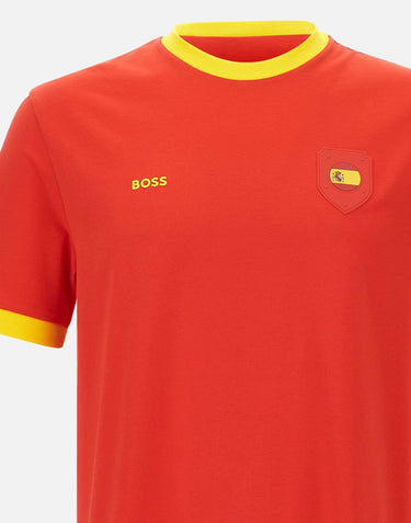 T-shirt in cotone elasticizzato con bandiera 50562134 648 BOSS 