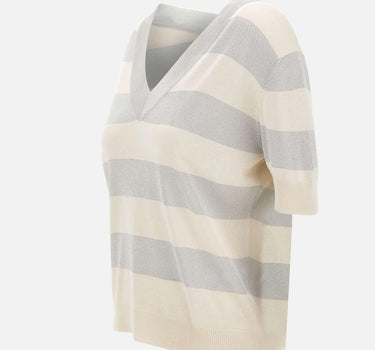 Maglia a righe con scollo a V 57220 23702005 GRAN SASSO 