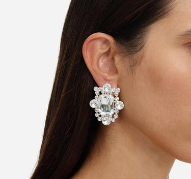 "Silver Crystal Cluster Earrings" 651ESL SILVER SELF-PORTRAIT 