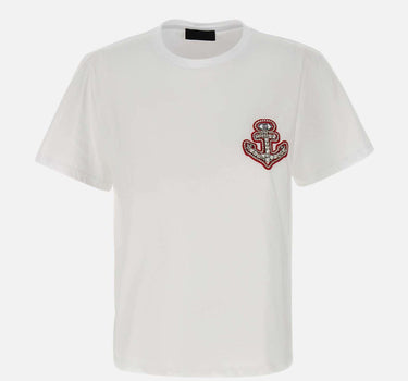 T-shirt in cotone con ricamo e strass CA5371J6308 M9320 LIU-JO 