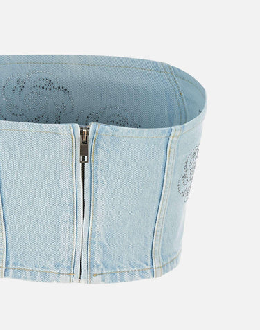 "Denim cropped stud top" 114062 1468 ROTATE BIRGER CHRISTENSEN 