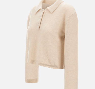 "Knitted polo cropped shirt" F5LAWOKP249 013 LANEUS 