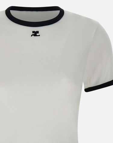 T-shirt "Signature contrast" VESJTS017JS0070 WHTBLK COURREGES 