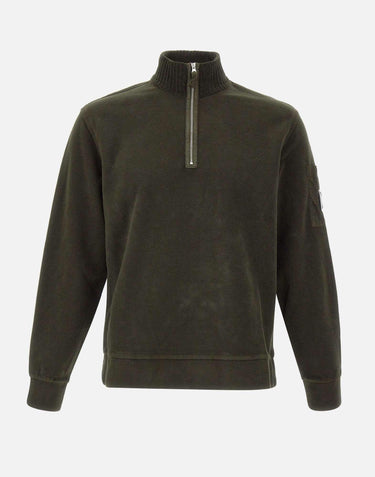 "Brushed Emerized Diagonal Fleece Half Zip Lens Sweatshirt" 19CMSS251A 006614G683 C.P. COMPANY 