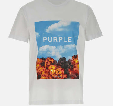 T-shirt  "Brilliant" in cotone P109CWAB225 WHITE PURPLE BRAND 