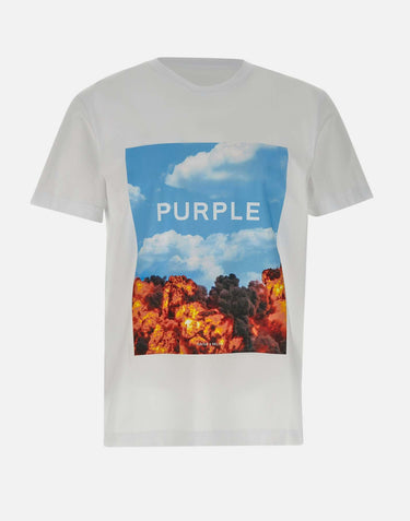 T-shirt  "Brilliant" in cotone P109CWAB225 WHITE PURPLE BRAND 
