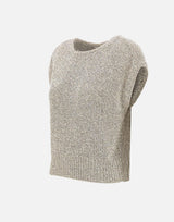 Maglia smanicata con paillettes e piume 173020 752 KANGRA 