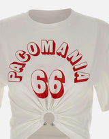 T-shirt perforante in cotone stampato 26PJTE030C00555 P100 RABANNE 