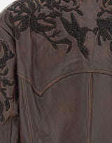 Giacca in pelle con ricamo floreale JK002 LTGREEN JACQUES WEI 