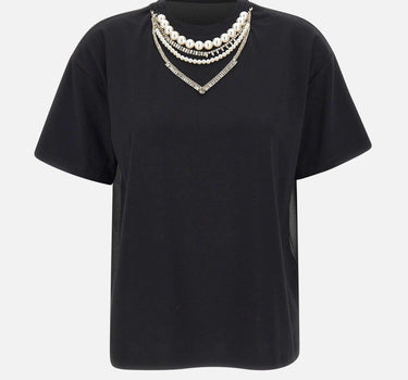 T-shirt con perle e strass CF5063J0088 22222 LIU-JO 