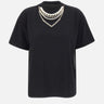 T-shirt con perle e strass CF5063J0088 22222 LIU-JO 