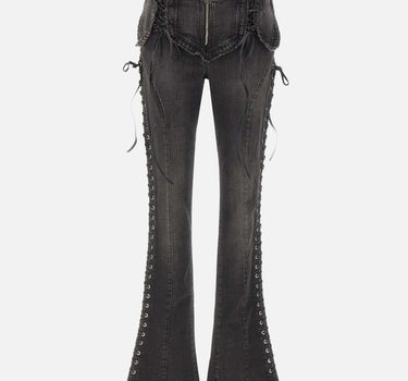Jeans slim fit occhielli e lacci <BR/> 4J116A N0990 BLUMARINE 