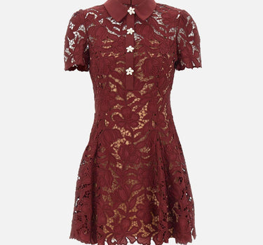 Abito mini in pizzo 111SABU BURGUNDY SELF-PORTRAIT 