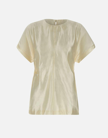 "Pero blouse" in organza di seta e lino PERO IVORY LOULOU DE SAISON 
