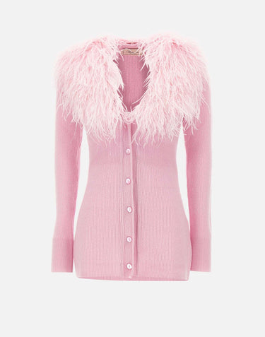 Cardigan in lana con piume 2M643A N0124 BLUMARINE 