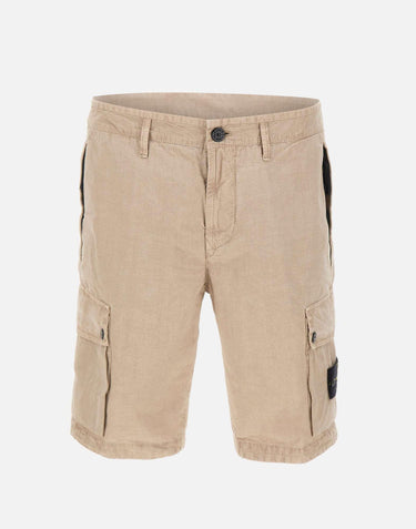 Shorts in tela di cotone biologico spazzolato effetto "old" L100019S00WA V019A STONE ISLAND 