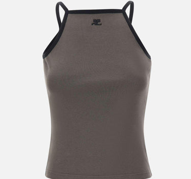 "Contrast Tank Top" 126JDE149JS0203 CARBLACK COURREGES 