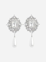 "Crystal Pearl Droplet Earrings" 623ESL SILVER SELF-PORTRAIT 