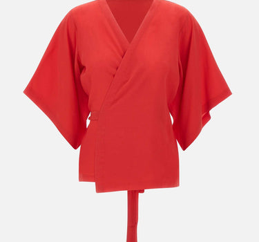 Blusa incrociata in crêpe di seta 191568 185 KANGRA 