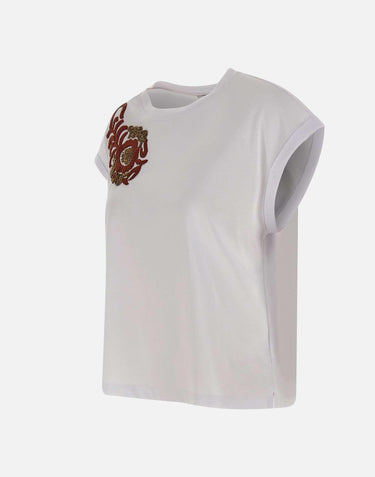 T-shirt con ricamo floreale SP1DK003 1019 KAOS 